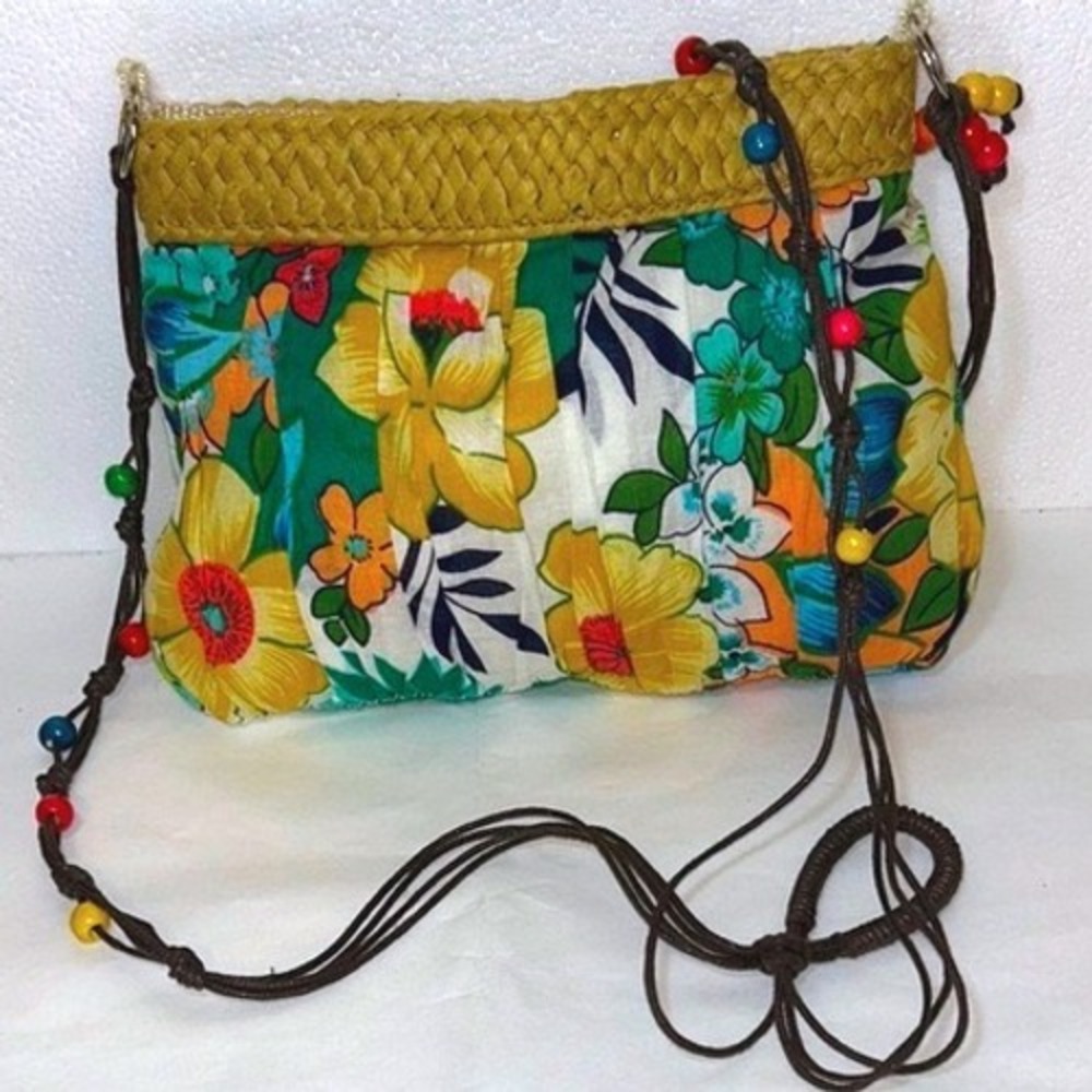 Floral Print Woven Strap‎ Women Bag